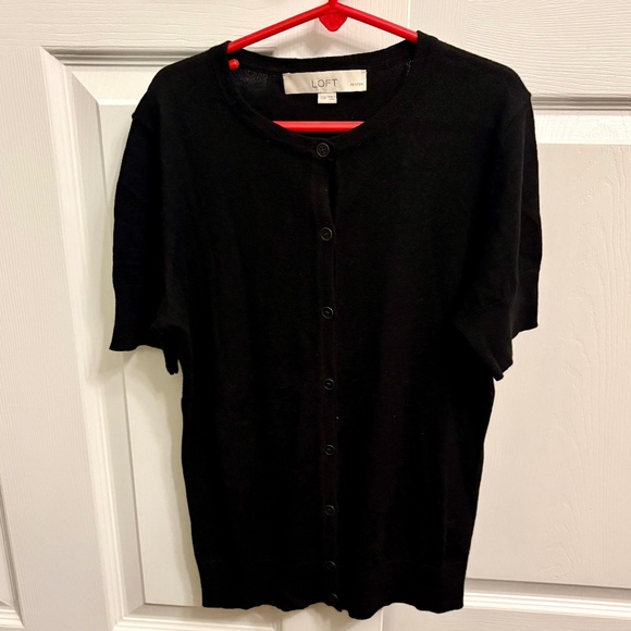 LOFT Petite Black Short Sleeve Cardigan, Size XXS Petite - Picture 6 of 6